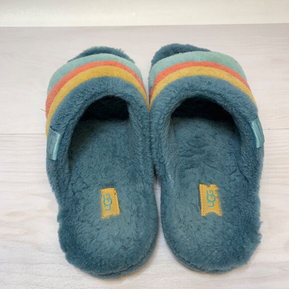 UGG Marina Wool Blend Fluff You Orange Yellow Blue Plush Slip-on Slippers Men\'s main image 5